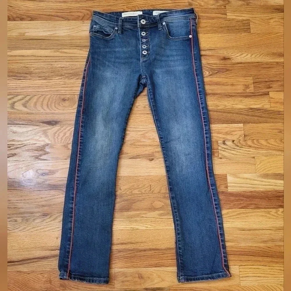 Pilcro and the Letterpress Anthropologie Relaxed Straight Red Stripes Jeans(26)